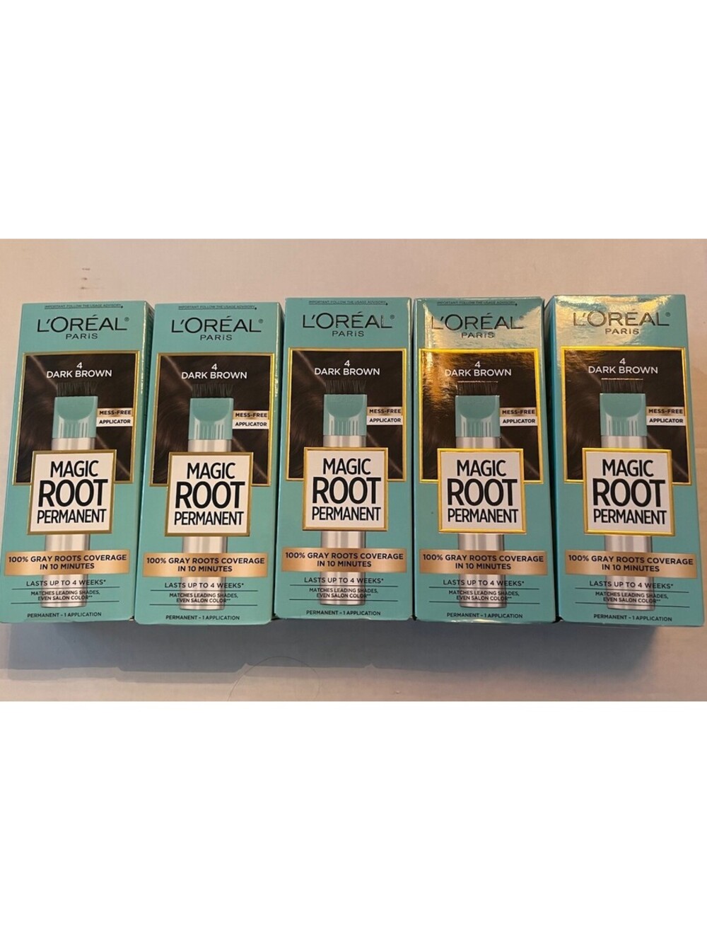 Lot of 5 L’Oréal Magic Root Permanent Hair Color | 4 Dark Brown | Applicator